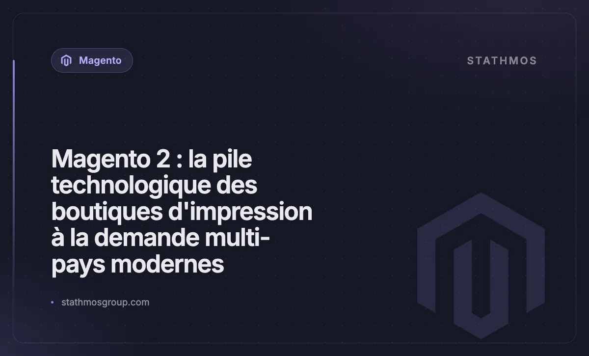 Magento 2 : la pile technologique des boutiques d'impression à la demande multi-pays modernes